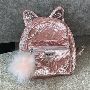 Pink velvet mini backpack